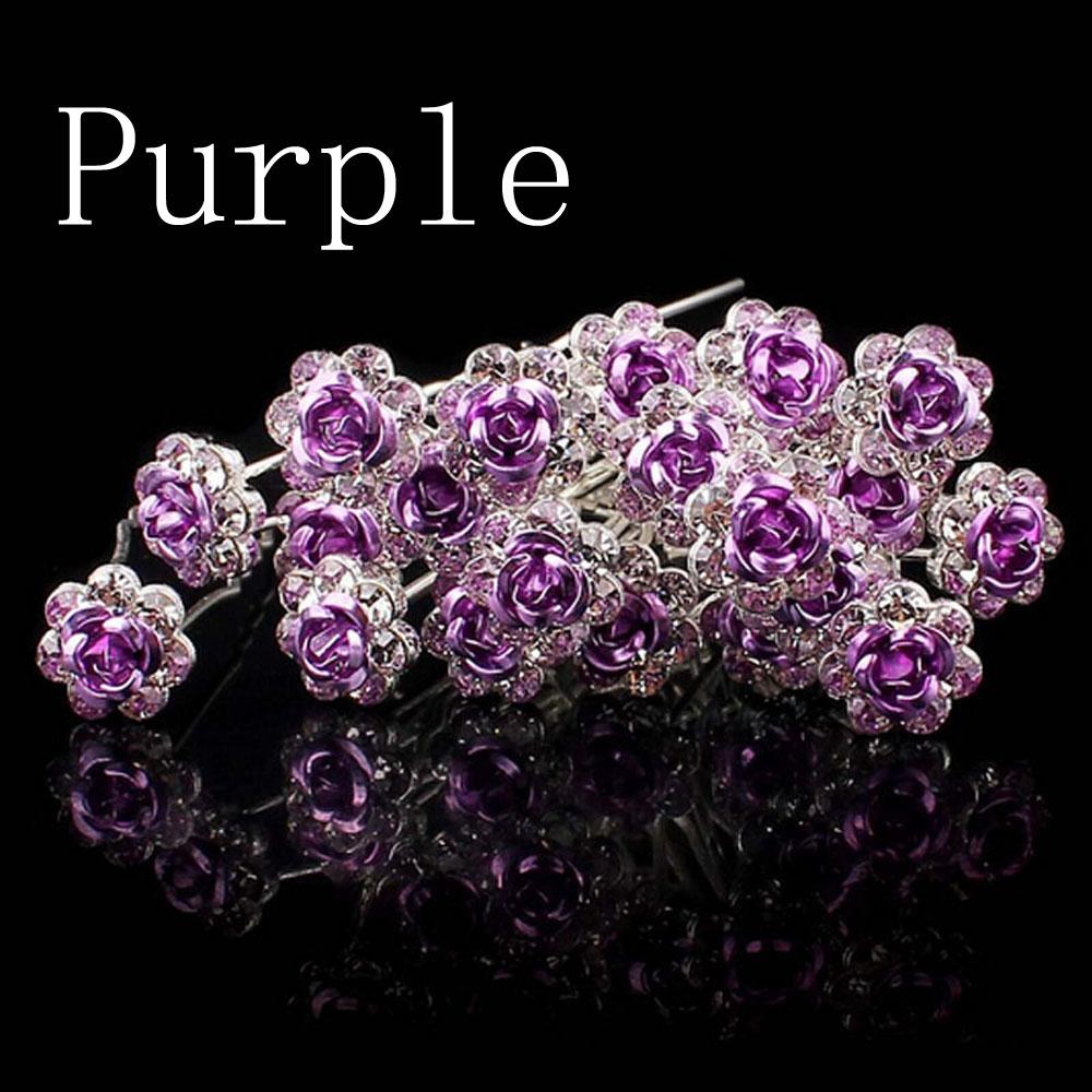20PCS Jewelry Bridal Engagement Rhinestone Crystal Flower Hairpins Hair Clips