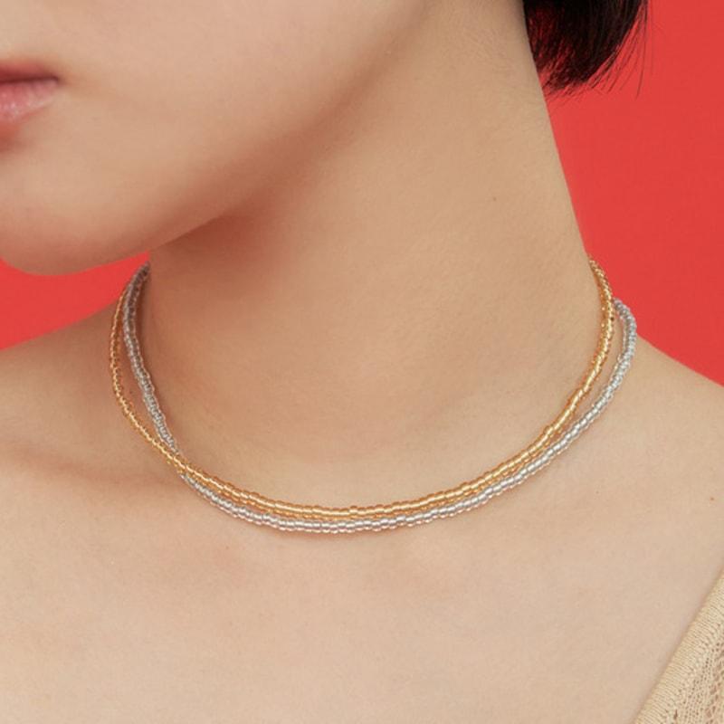 

geegee joy bead necklace (2color) SILVER