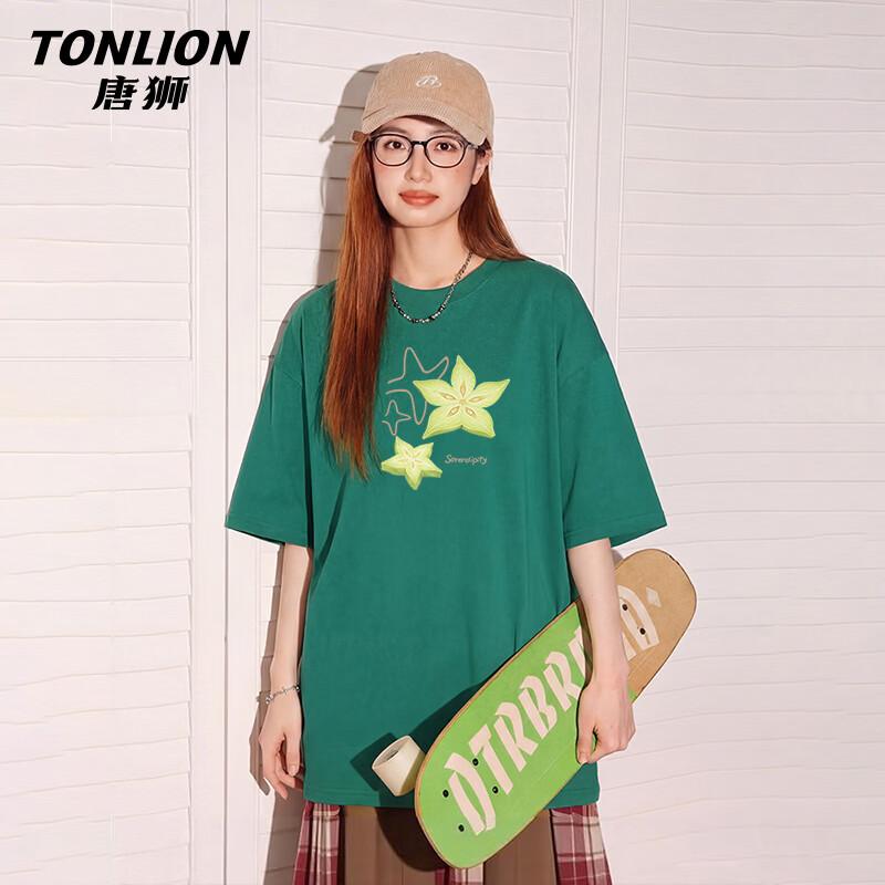 

TonLion Women s Pure Cotton Cartoon Round Neck T-Shirt M