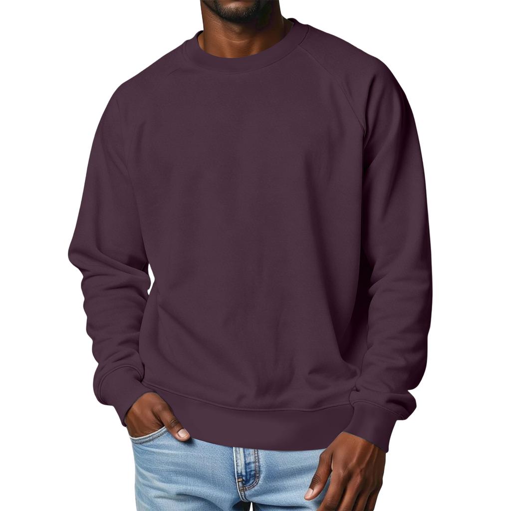 Men's Round Neck Fleece-Lined Thick Solid Color Sweatshirt