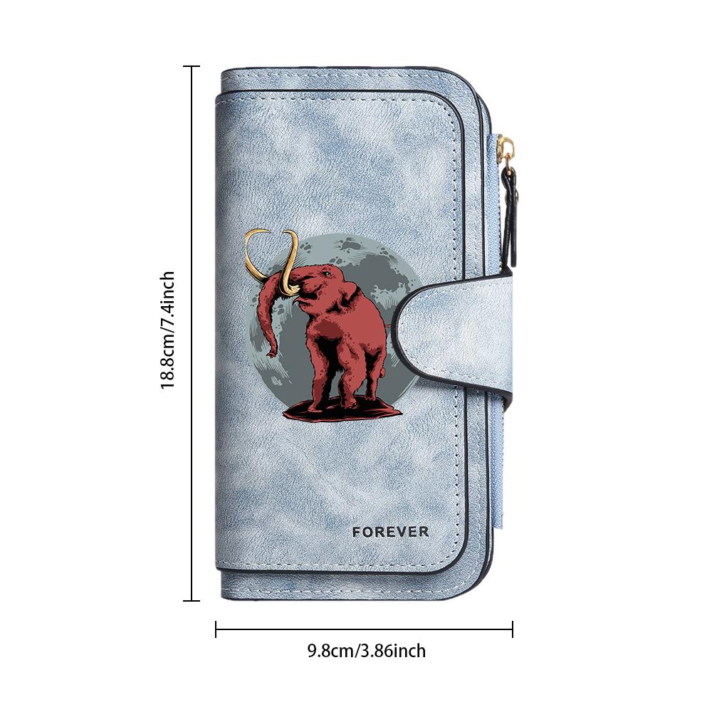 Vintage Mammoth Pattern Multi Card Slots Long Wallet Fashionable Portable Casual Purse for Daily Use