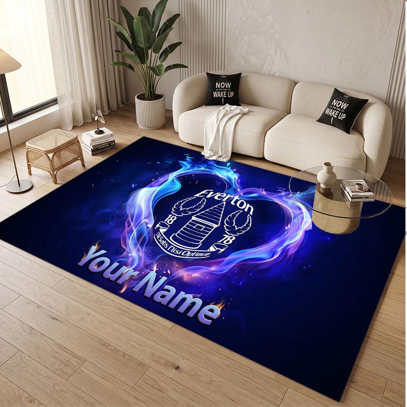 Custom Rug Everton FC Pattern Print Name Text Soft Non‑Slip Floor Carpet for Home Indoor Decoration
