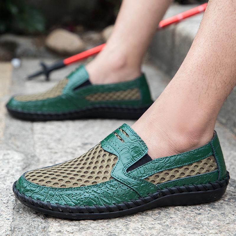 Fashion Soft Splicing Mesh Low-Top Male Casual Shoe Non Slip Fashion 2025 High Quality Designer Comfortable Size 46 Men's Leather Shoes