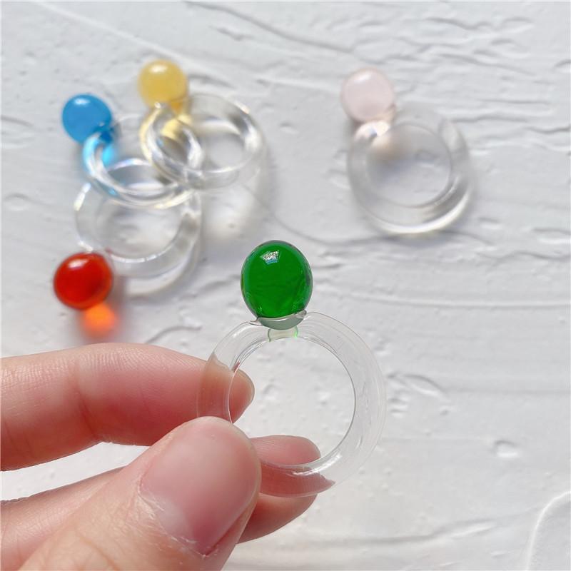 New Fashion Colorful Acrylic Rhinestone Resin Rings For Women Girls Korean Transparent Geometric Square Round Rings Jewelry 2026