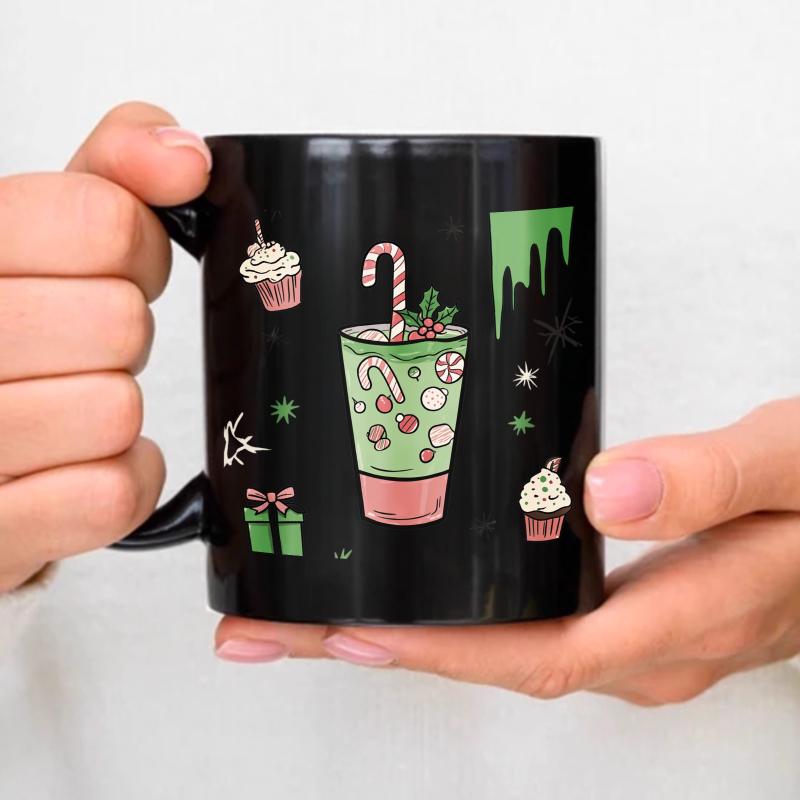 Black Christmas mugs, festive cocktails, and cupcake designs for the festive season чёрный