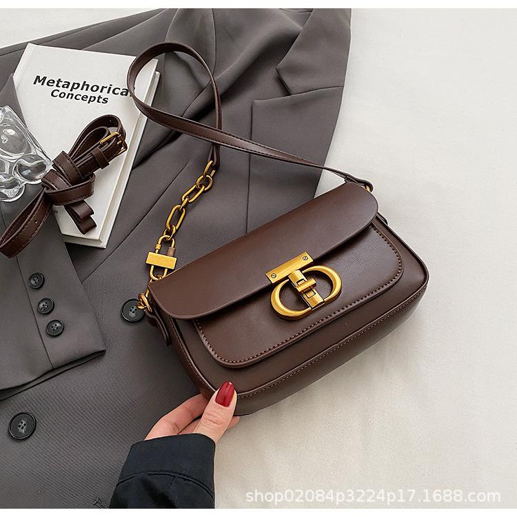 

2025 новая популярная ретро высококлассная нишевая популярная женская универсальная сумка-мессенджер, сумка на плечо, сумка-тоут темно-коричневого