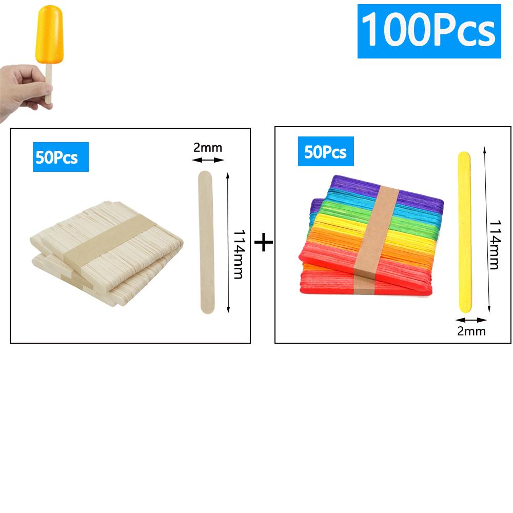 30/100/500Pcs Ice Cream Popsicle Sticks Natural Wooden Sticks Ice Cream Spoon Hand Crafts Art Ice Cream Lolly Kitchen Cake Tools