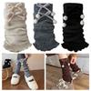 Einfarbige Lolita Beinwärmer Schleifenverzierung Verdickte Gestrickte Fußabdeckung Warme Fußabdeckung Mittellange Socken Lässiges Outfit
