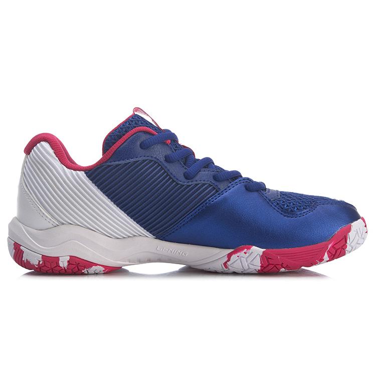 New LINING Sound Waves Badminton Shoes Women's Low Top Blue/Red/White AYTR008-2