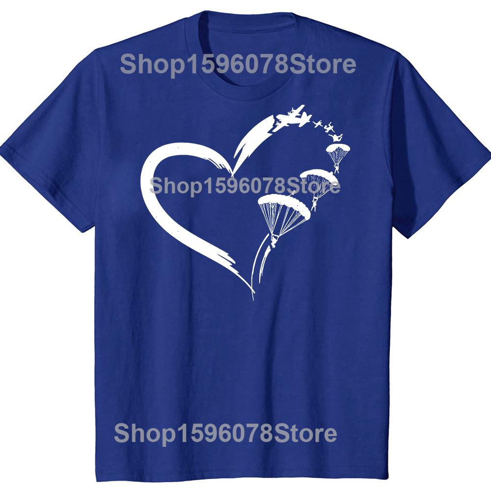 Funny Parachute Paraglide Heart TShirt Summer Men Clothing Fashion T Shirts Cotton Short Sleeve Oversized Loose Tshirt Tops