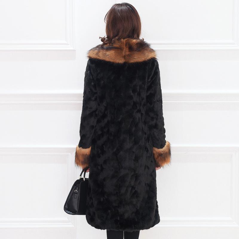 Fur jacket long slim autumn and winter new fox fur collar mink coat women's Korean version warm large size casual