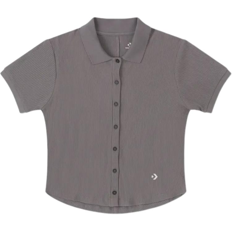 Converse Knitwear Women s Gray Lapel Moderate Cardigan 10027237-A02 S