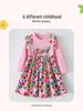 New Autumn European & American Style Girls' Floral Bow Long-Sleeve Princess Dress