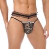 Lace Sheer Underwear Men Thong Tanga Hombre Man Panties Sissy Erotic Lingerie G String Ultra-Thin Rhinestone Underpants