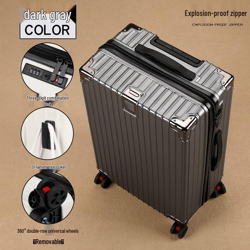 28" Women's Suitcase: Thick Aluminum Frame, Large Capacity, Silent Universal Wheels, Durable Travel Design. Logo Customization Available.