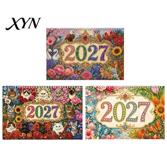 DIY Kalender-Set 2027 Diamond Art Malvorlage Wandkalender, Strassstein-Edelstein 12 Anfängerfreundliche Bastelarbeiten Monatsplaner, Jan. 2026-Dez.