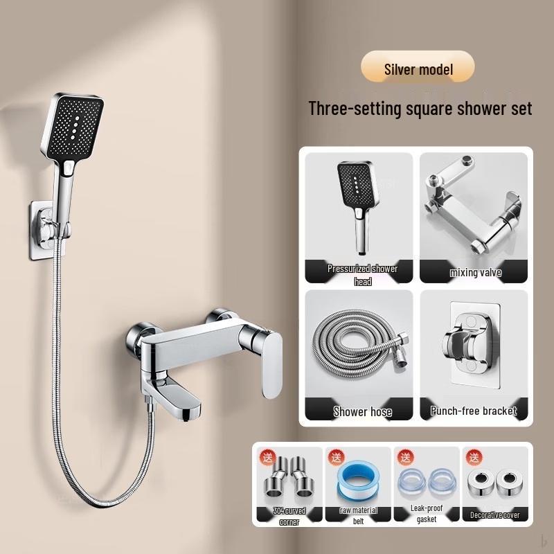 TLXT Wall-Mounted Shower Faucet with Handheld Sprayer