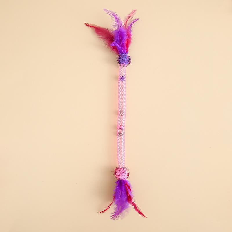 Cat Interactive Toy Catnip Elastic Rope Toy with Feathers and Bell Indoor Kitten Speaky Toys Cat Teaser Hunting Pet Cats Toy