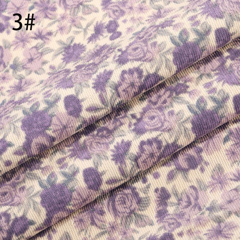 100*150CM Corduroy fabric small flower Polyester print cloth fashion Women's dress DIY clothing handmade Sewing quilting Luggage