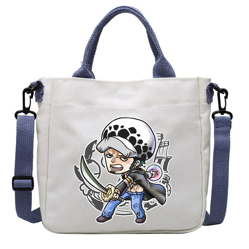 One Piece Canvas Bags Luffy Cartoon Anime Figures Print Shoulder Bag Outdoor Large Capacity Trendy Crossbody Handbag Gifts Poseable Articulated Scale