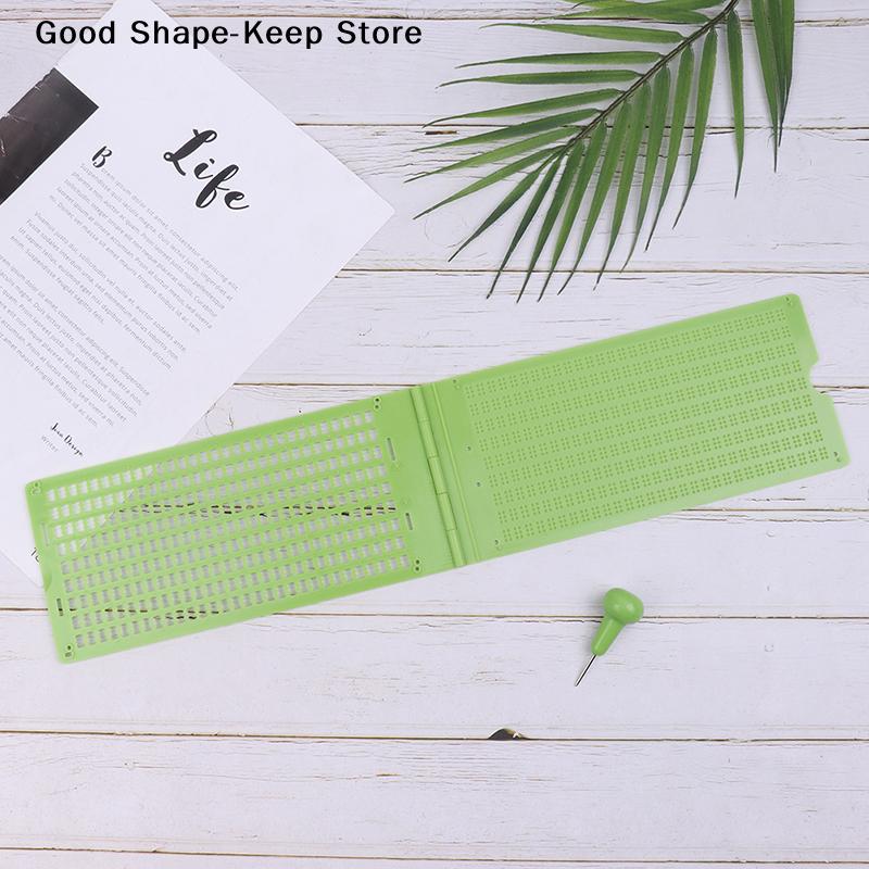 1Set 9 Lines 30 Cells Practical School Plastic Braille Portable Writing Slate With Stylus Braille writing board