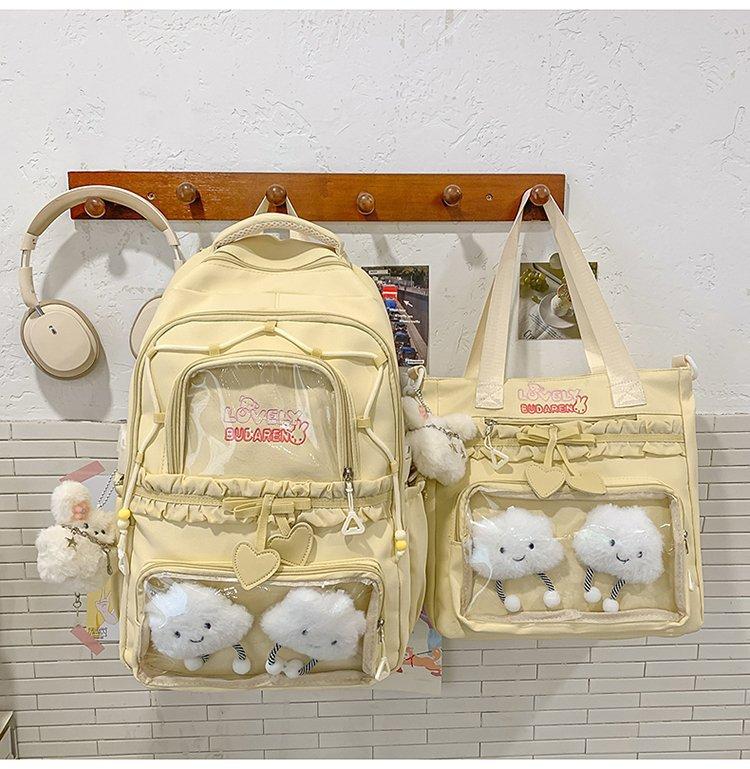 Schoolbag New Cute Female Ins High Value Dopamine Transparent Pain Bag Schoolbag Primary School Students Junior High School Students Backpack