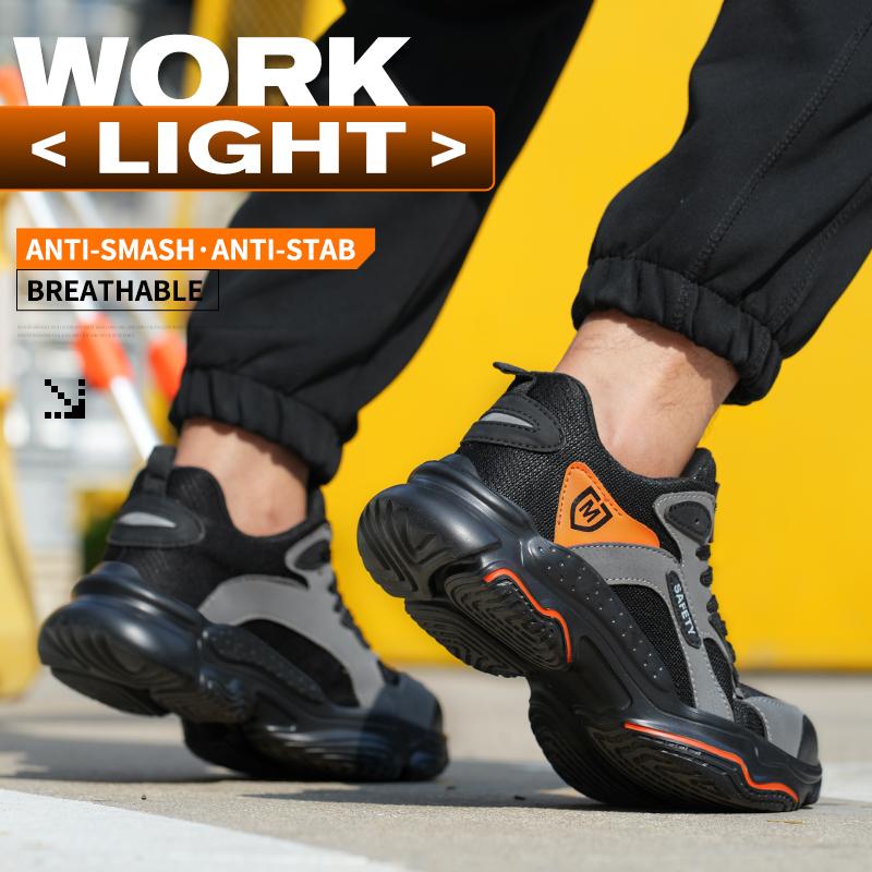 Work Sneakers For Men Safety Shoes Anti-Smash Anti Puncture Indestructible Shoes Breathable Comfort Steel Toe Protection Shoes