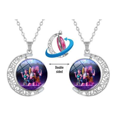 Double-Sided Rotating Moon Pendant Necklace - K-POP Demon Hunter Trio Jewelry