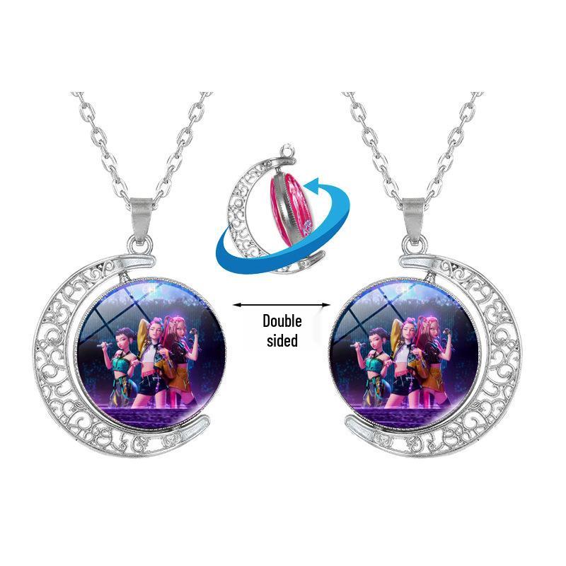 

Double-Sided Rotating Moon Pendant Necklace - K-POP Demon Hunter Trio Jewelry