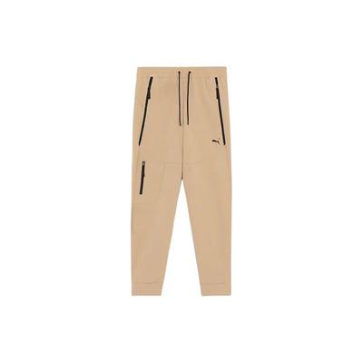Solid Color Logo Print Drawstring Straight Leg Knit Sports Pants Men Bottoms Khaki 626177-83