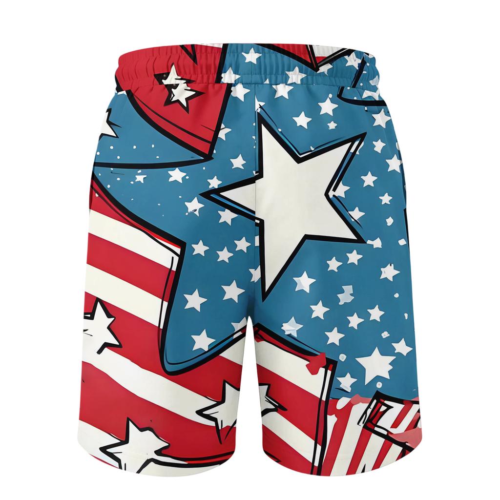 Men's Independence Day Printed Casual Drawstring Waist Shorts