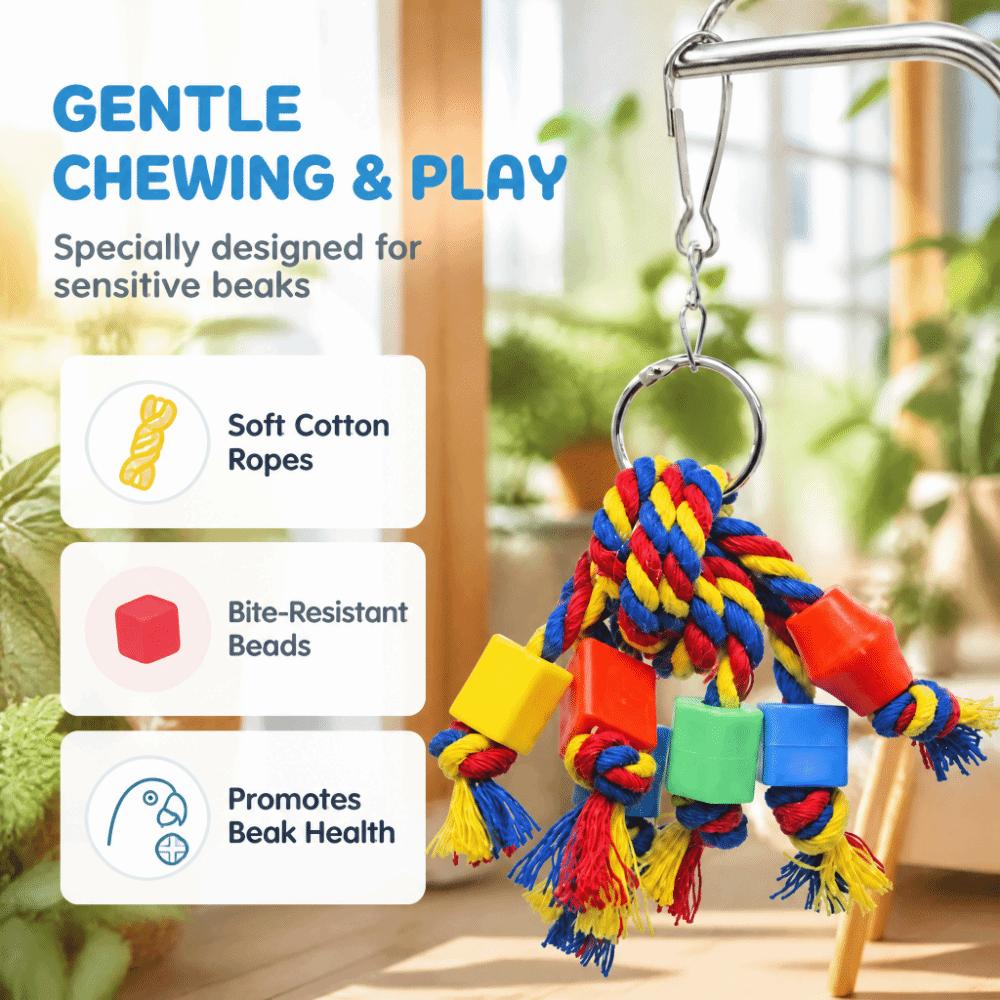 3pcs Colorful Bird Chewing Toy Plastic Beads Bite String Toy For Medium Parrots