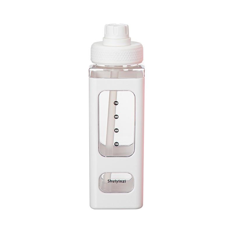 

Plastic Square Water Bottle With Sealed Leakproof Double Wall For Outdoor Use White 700ml