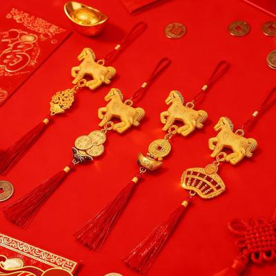 Chinese New Year Decorations 2026 Year of Horse Lucky Feng Shui Charm Zodiac Horse Hanging Tassel Pendant for Fortune Wealth Home Car Bonsai Decor