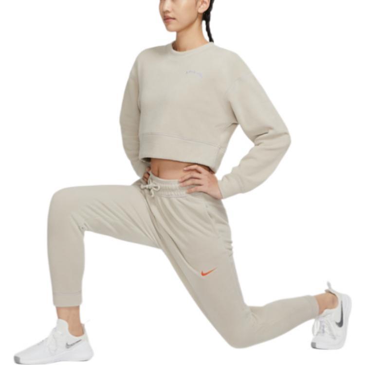 Nike Knitted Sweatpants Women's Milk White Moderate Straight Fit Pants DO6969-236