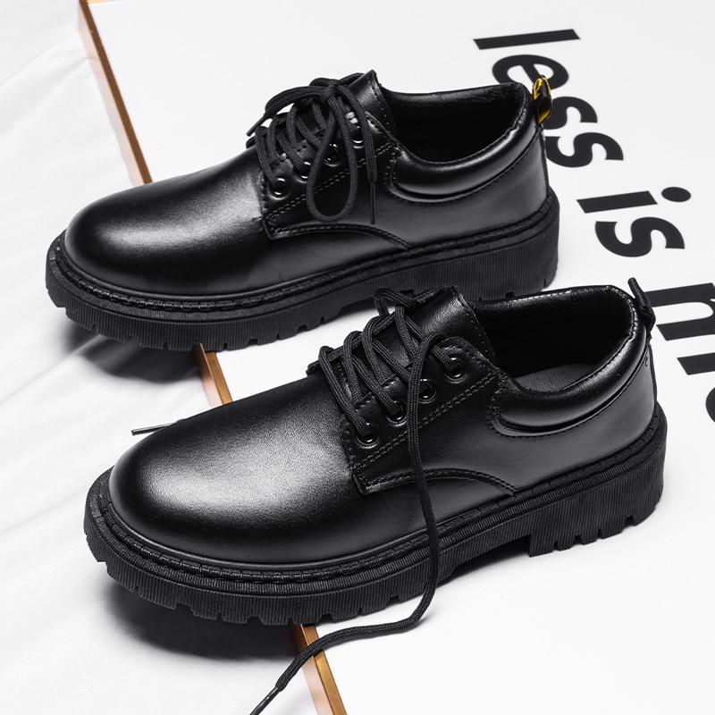 Spring and summer men's shoes work shoes new business waterproof black leather shoes chef shoes men's Korean version versatile Martin boots