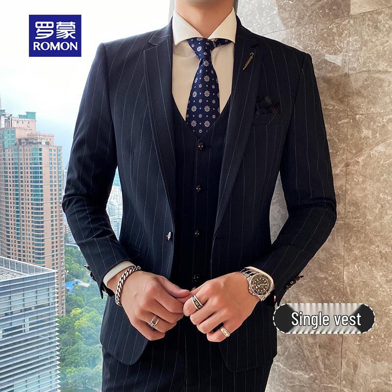 ROMON Men's Slim-Fit Business Formal Suit