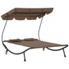 Double Sun Lounger 2 Seats Adjustable Canopy for Outdoors and Garden 200x175 X134cm Brown