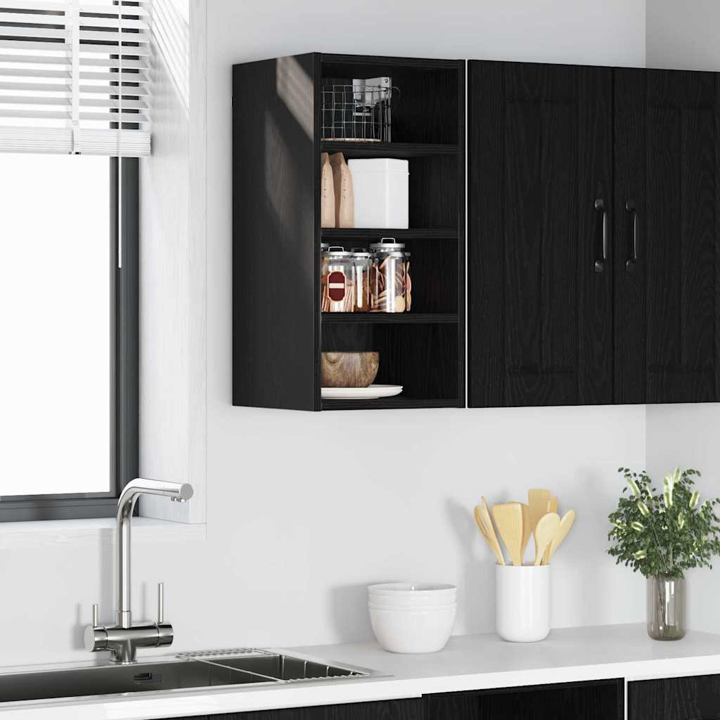 Hanging Cabinet with Shelf Black Oak Effect 30 x 29.5 x 60 cm
