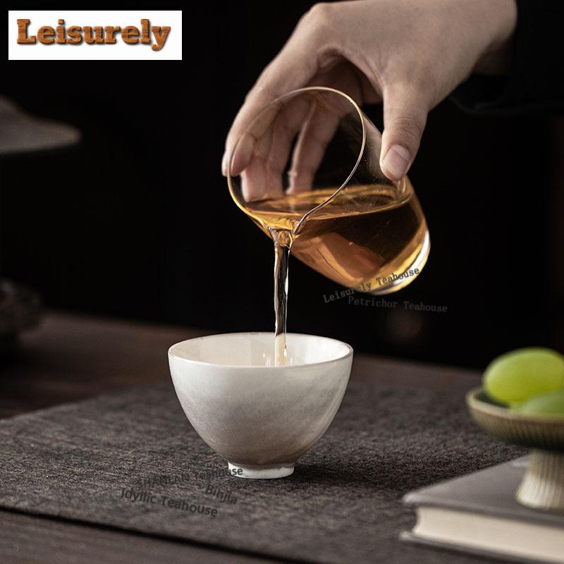 130ML Ink Painting Zhiye Teacup Aesthetic Tea Bowl Tea Cup Set Tea-tasting Fragrance Cup Jianzhan Master Cups Household Cafes