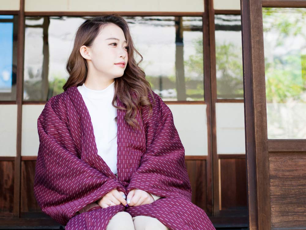 ROCCA Long Hanten Made In Plus Sizes Stylish Tanzen Women's Kurume-woven (Rokka Pattern) - Warm, Japan, Kurume, Available, Hanten, Dotera,