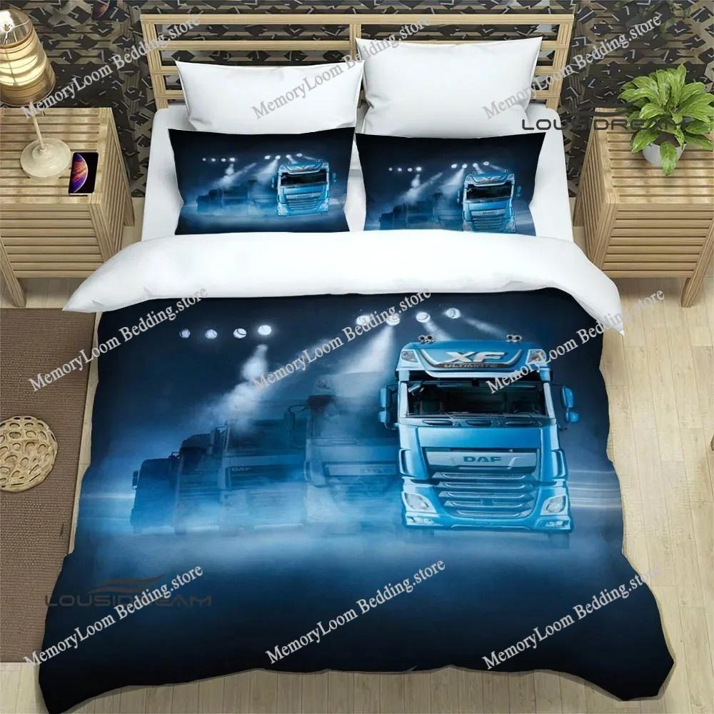 Set Biancheria da Letto Stampata Retrò Camion DAF 3D Set di Biancheria da Letto Raffinato Copripiumino Set Copripiumino Set Biancheria da Letto Lusso Regalo di Compleanno