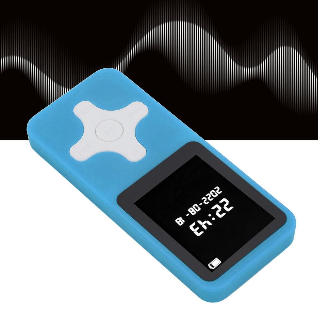 MP3-Player mit Bluetooth, Musik-Player mit UKW-Radio, Wecker, Aufnahme, Digitaler Audio-Player mit HiFi-Sound-Lautsprecher, 128 GB erweiterbar (BLAU)