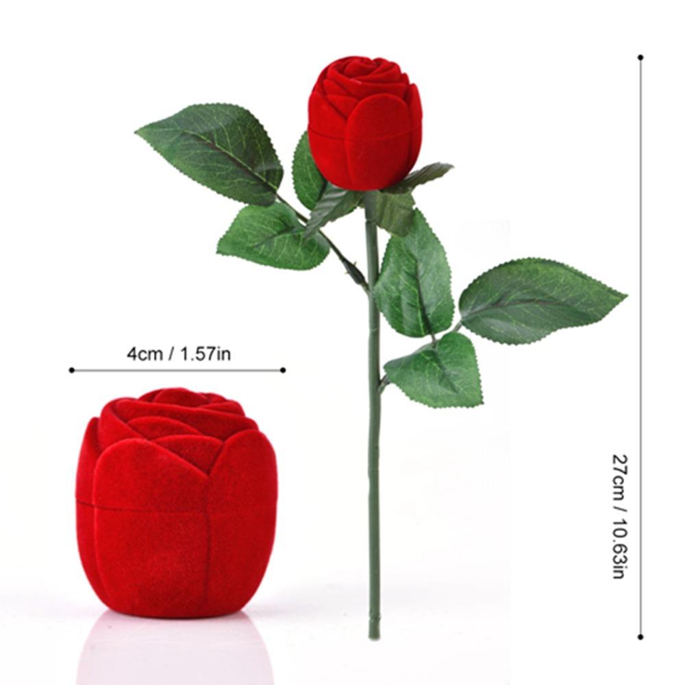 Red Rose Ring Box Rose Flower Engagement Box Jewelry Boxes Gift Case For Girlfriend