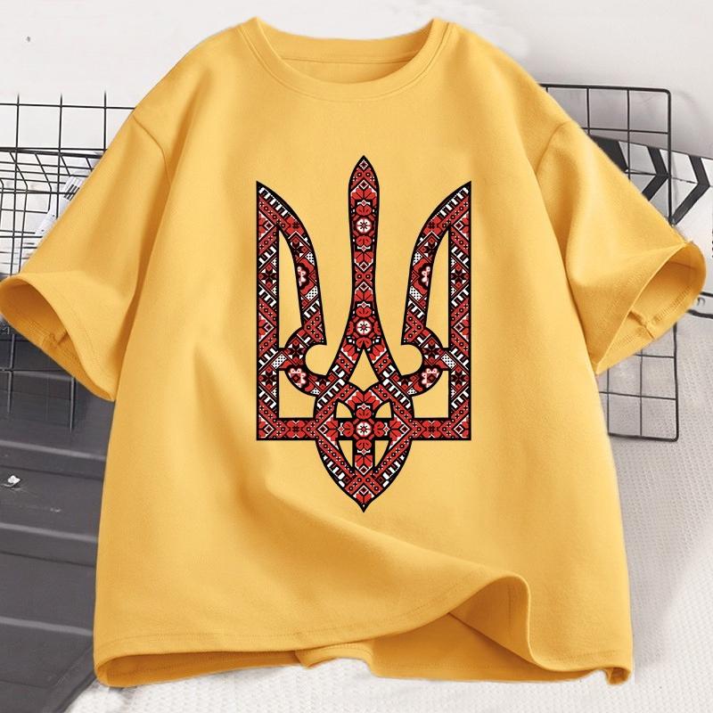 

Ukraine Emblem Coat of Arms Tryzub T Shirt Unisex Women Harajuku Cotton Short Sleeve Tshirt Ukrainian T Shirts Unisex Clothes Tops 4XL