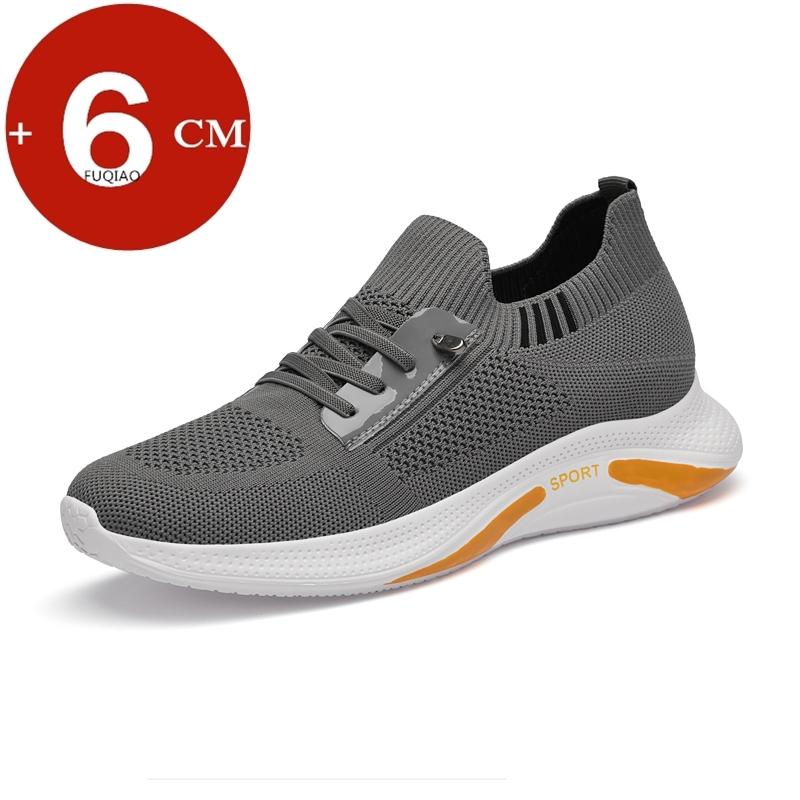 Fashion Man Mesh Elevator Sneakers Hidden Heels Breathable Heightening Shoes For Men Increase Insole 6CM Lift Sports Casual Height Shoes