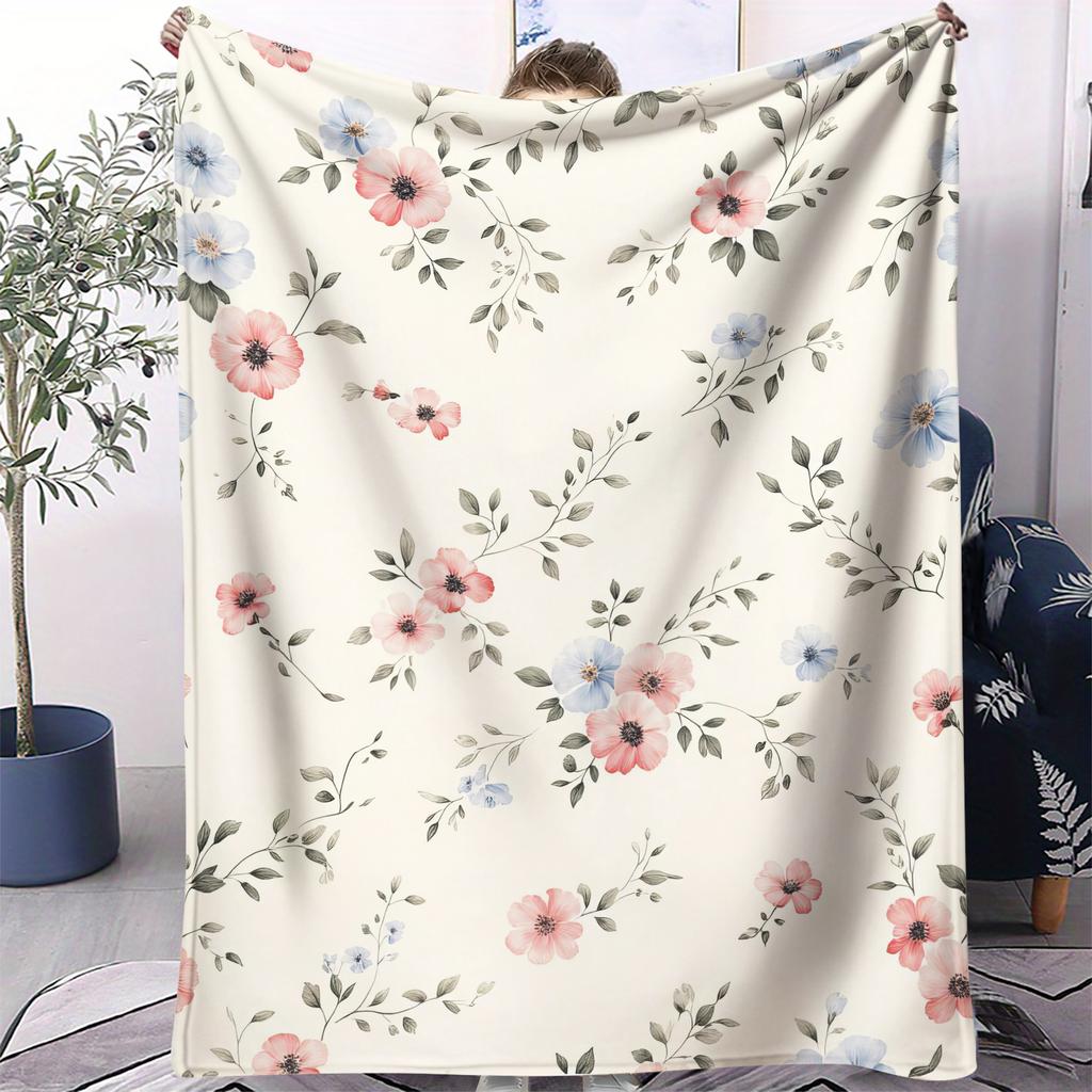 Sweetheart Floral Series Print Fleece Throw Blanket for Adult Quality Super Soft Warm Universal Blanket for Travel Office Home
