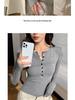 Women's Early Autumn Korean Style Slim Fit Long Sleeve Half-Open Collar Shirt