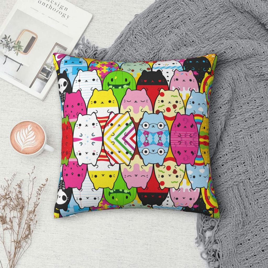 Gatti contro Cetriolini (4) Federa Quadrata Copricuscino Cuscino Decorativo Per Casa Divano Soggiorno