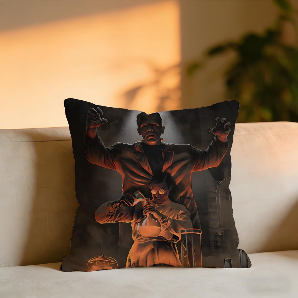 Frankenstein Cushion Cover Cozy Velvet Throw PillowSoft Warm Cushion For Sofa  Bed